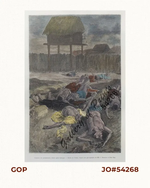 Cadavres des juramentados réunis après l'attaque