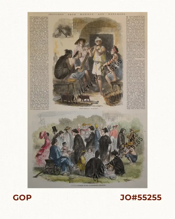 Sketches from Manilla and Hongkong. 1. "Soiree Musicale" at Manilla; 2. Chinese Nursemaid on the Parade- Ground, Hongkong