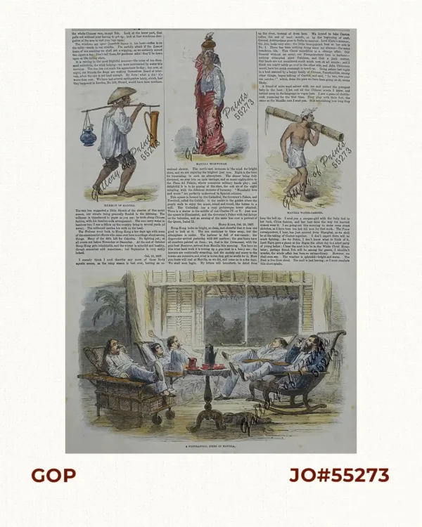 1. Milkman of Manilla; 2. Manilla Milkwoman; 3. Manilla Water-Carrier; 4. A Postprandial Scene at Manilla