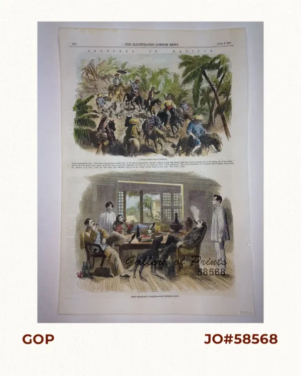 Sketches in Manilla. 1. A Macadamised Road in Manilla; 2. After Breakfast in Manilla