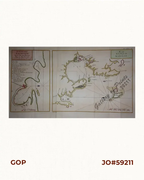 1) Plan du port d' Acapulco sur la Côte du Mexique dans la Mer du Sud. 2) Plan de la Baye de Manille