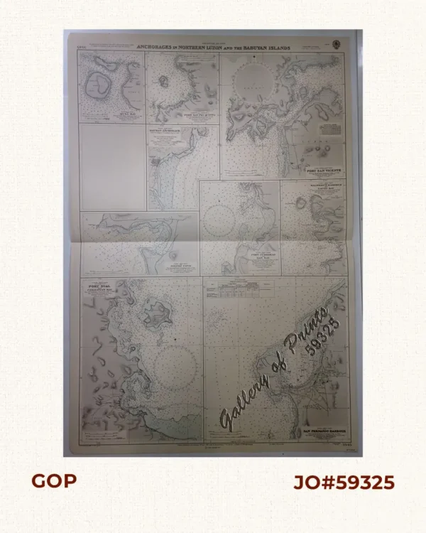 Philippine Islands. Anchorages in Northern Luzon and the Babuyan Islands. Insets: 1) Babuyan Is. - Fuga I. Musa Bay. From the United States Government Chart to 1931. 2) Babuyan Is. - Camiguin I. Port San Pio Quinto. From the United States Government Chart to 1931. 3) Luzon-North-East Coast Port San Vicente. From the United States Government Chart to 1938. 4) Luzon - East Coast Mauban Anchorage. From the Philippine Government Chart of 1957. 5) Luzon - West Coast. Salomague Harbour and Lapog Bay. From the United States Government Chart of 1934. 6) Luzon - West Coast Port Currimao and Gan Bay. From the United States Government Chart of 1934. 7) Luzon - West Coast Solvec Cove. From the United States Government Chart of 1934. 8) Luzon - West Coast  Lingayen Gulf. Port Sual with Cabalitian Bay. From the United States Government Chart of 1922. 9) Luzon - West Coast San Fernando Harbour. From the United States Government Chart of 1936.
