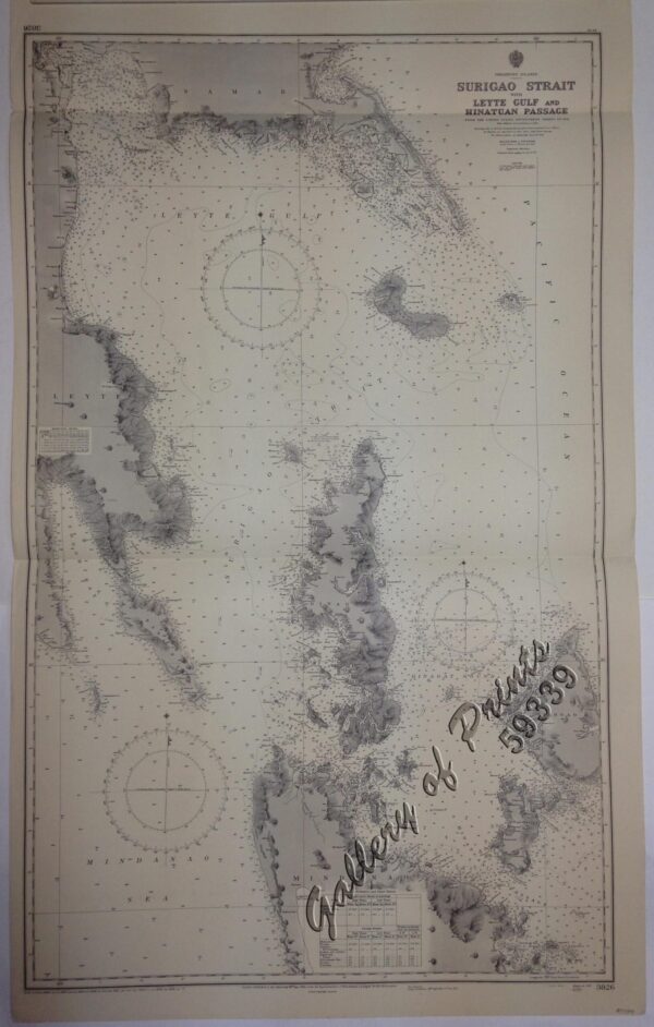 Philippine Islands. Surigao Srait with Leyte Gulf and Hinatuan Passage. From the United States Government Charts to 1933. With addition and correctionsto 1954.