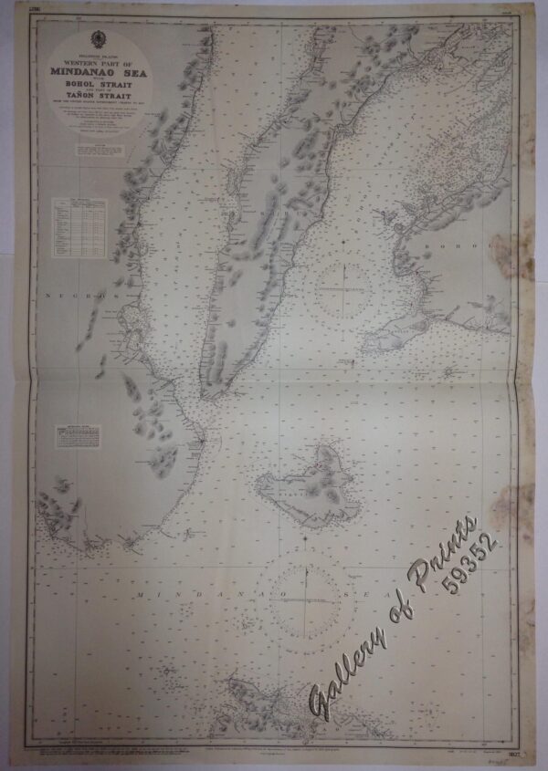 Philippine Islands. Western Part of Mindanao Sea with Bohol Strait and Part of Tañon Strait. From the United States Government Charts to 1937.