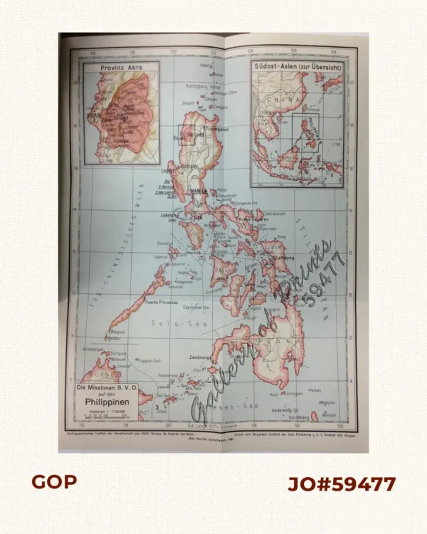 Die Missionen S.V.D auf den Philippinen. [insets:] [1] Provinz Abra, [2] Südost-Asien (zur Übersicht)