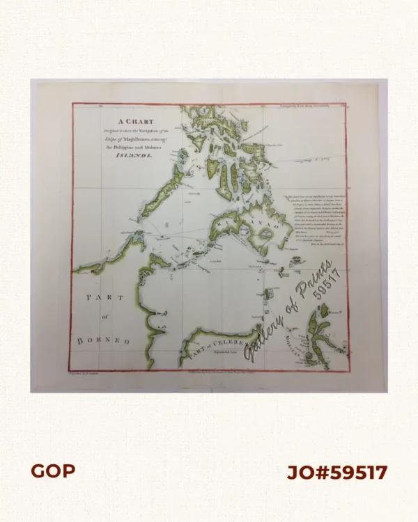 A Chart designed to show the Navigation of the Ships of Magalhanes among the Philippine and Molucca Islands.