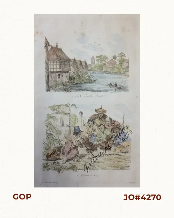 1. Quartier Chinois a Manille [Chinese Quarters in Manila]; 2. Combat de Coqs [Cockfights]
