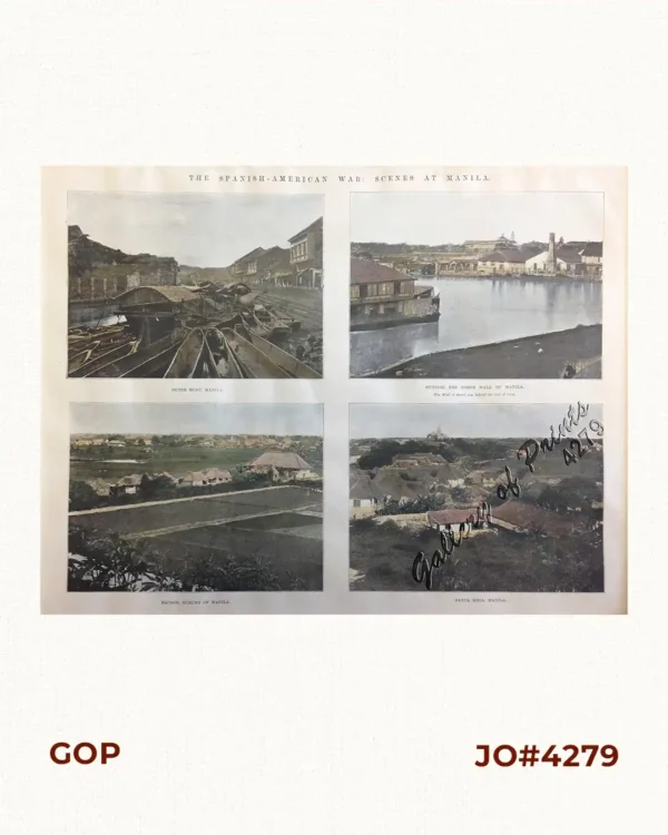 The Spanish-American War: Scenes at Manila. 1. Outer moat, Manila; 2. Outside the north wall of Manila…; 3. Bacoor, suburb of Manila…..; 4. Santa Mesa, Manila…