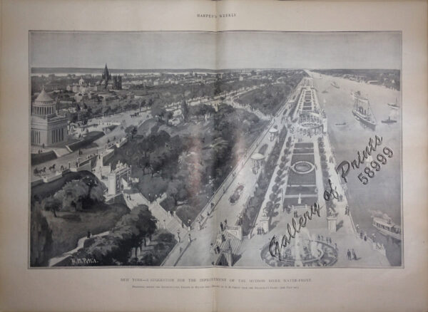 New York- A Suggestion For the Improvement of the Hudson River Water-front presented before the Architectural League by Milton See Drawn by HM. Pettit from the architect's plans - [see Page 241]