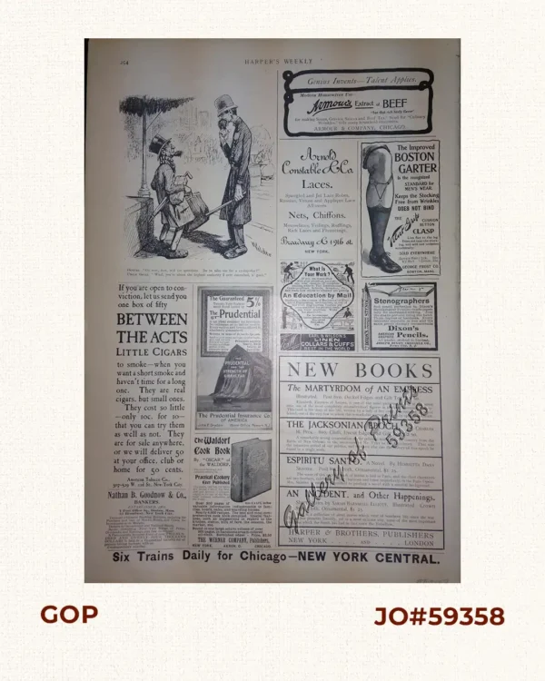[Rear Page #254 with many great advertisements including The Improved Boston Garter and "Six Trains Daily for Chicago - New York Central" [at the bottom]