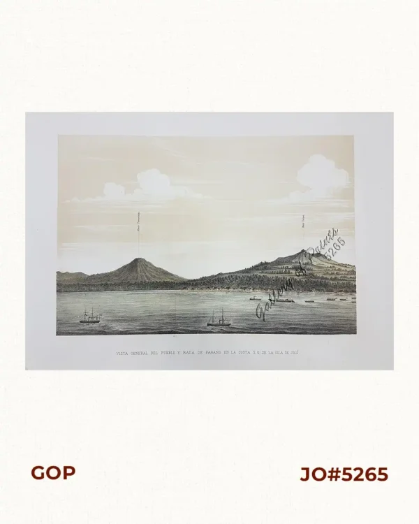 Vista general del pueblo y rada de parang en la costa s. o de la isla de Joló