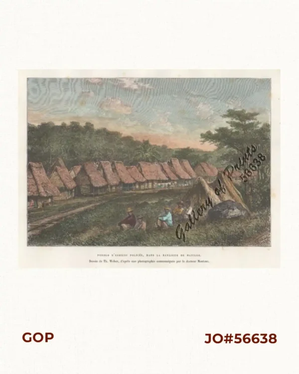 Pueblo d'Indiens policies, dans la banlieue de Manille. [Pueblo of Policed Natives in a Manila Suburb]