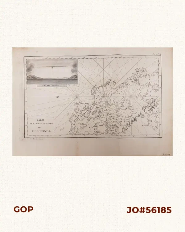 Carte de la Partie Orientale des Philippines. [Eastern Philippines] inset: Trombe Marine. ["Tornado" over the Sea]