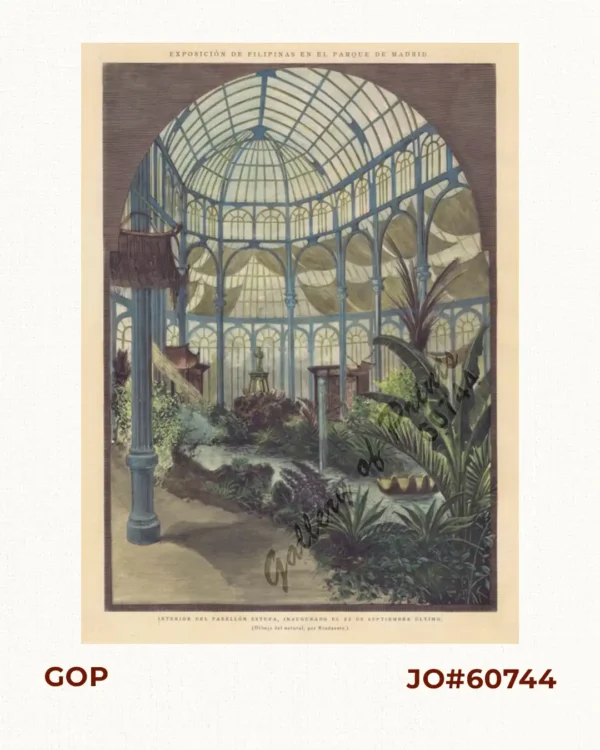 Exposicion de Filipinas en el Parque de Madrid. Interior del Pabellon Estufa........