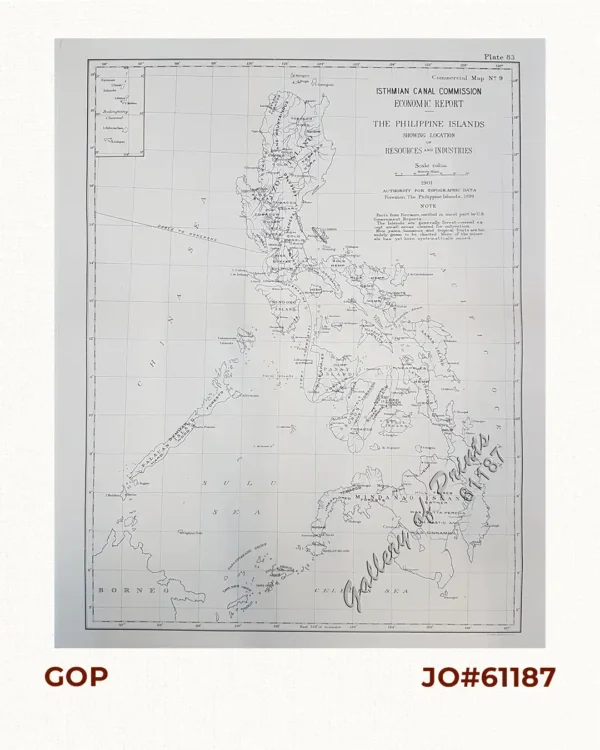 The Philippine Islands showing location of Resources and Industries Isthmian Canal Commission Economic Report 1901. Authority for Topographic Data Foreman. The Philippine Islands. 1899. Note: Facts from Foreman verified in most cases by U.S. Government Reports