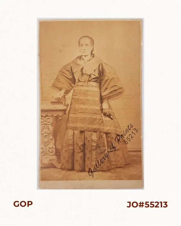 Lady in Formal Dress with Abanico [An original carte-de-visite photograph]