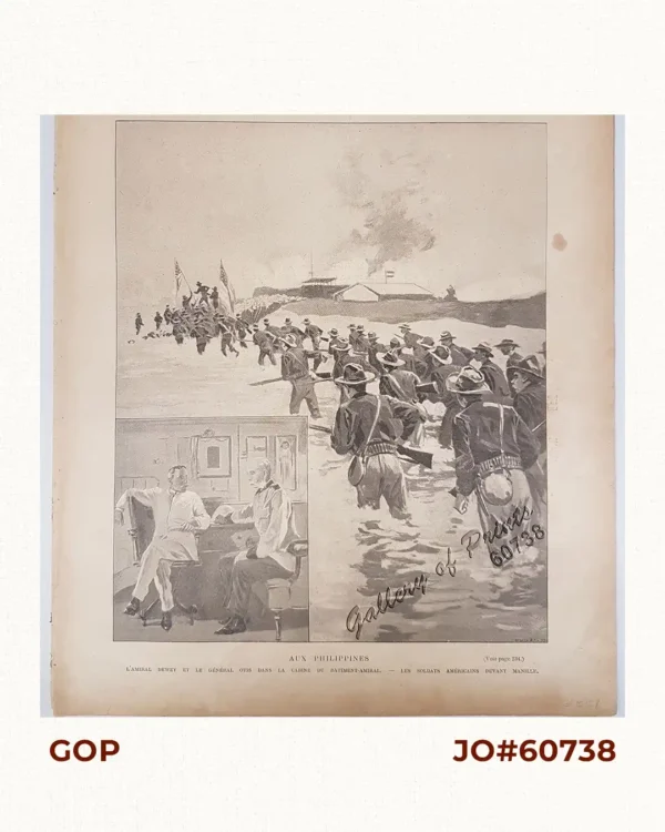Aux Philippines L'amiral Dewey et le Général Otis dans la Cabine du Batiment-Amiral - Les Soldats Américains Devant Manille