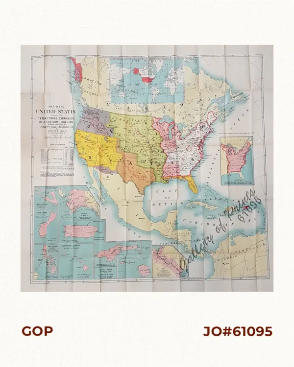 Map of the United States showing the Territorial Expansion of a Century 1804 to 1904 insets: 1) The World. 2) Wake Island. 3) Territory of Alaska. 4) Guam Island. 5) Porto Rico. 6) Philippine Islands. 7) Hawaiian Islands. 8) Tutuila, Manua and Smaller Islands of the Samoan Group. 9) Plan of Panama Canal Zone. 10) Plan showing the Thirteen Original States.