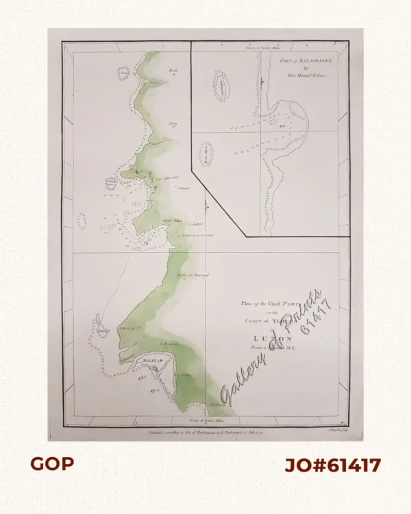 Plan of the Chief Ports on the Coast of Ylocos in Luzon from a Spanish M.S. inset: Port of Salomague by Don Manuel Galves.