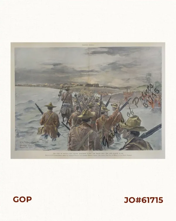 The Fall of Manila - Our Troops Marching Along the Beach into the City August 13, 1898.