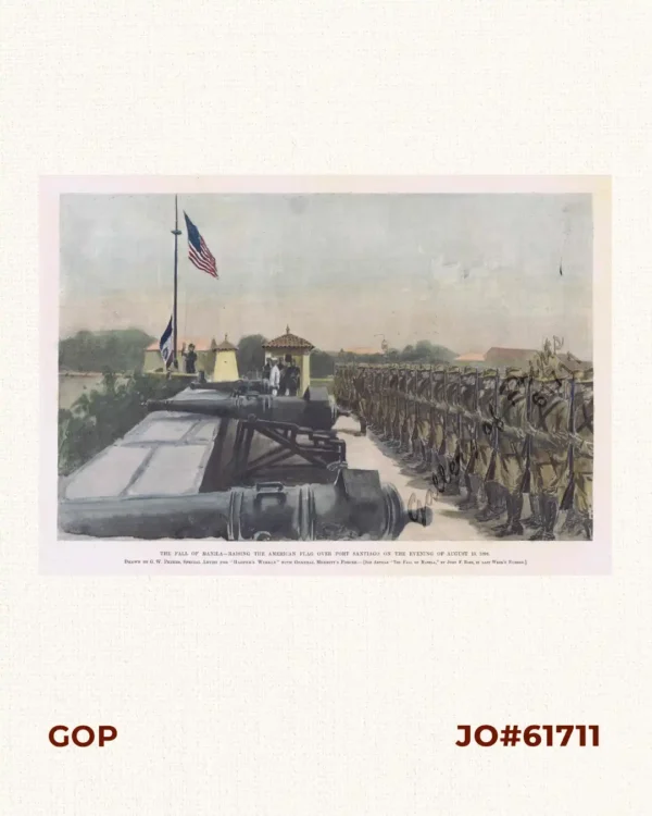The Fall of Manila - Raising the American Flag over Fort Santiago on the Evening of August 13, 1898.