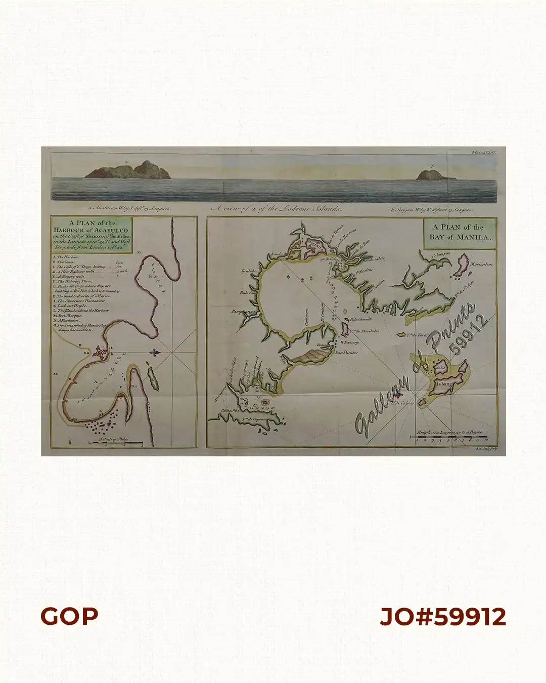 A Plan of the Bay of Manila / A Plan of the Harbour of Acapulco / A View of 2 of the Ladrone Islands