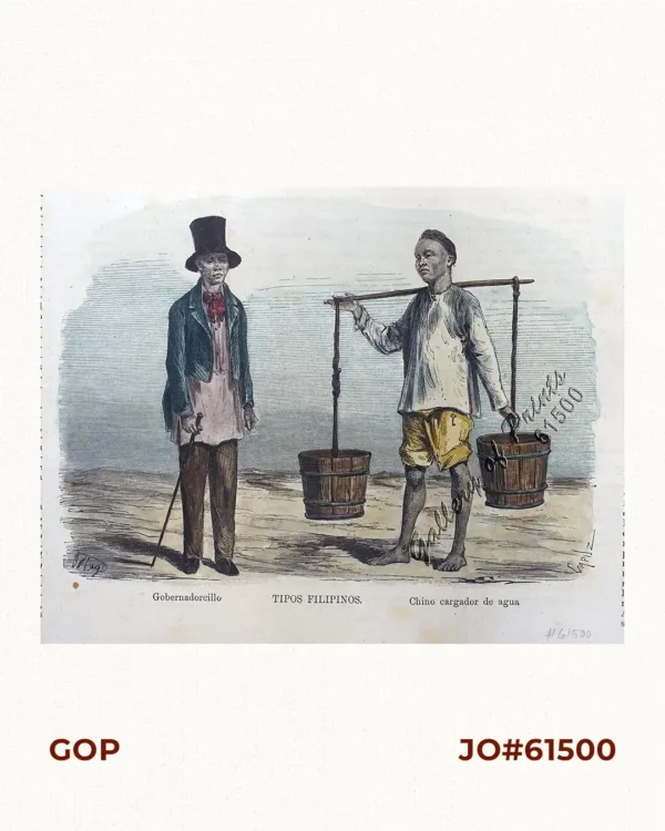 Tipos Filipinos. 1.  Gobernadorcillo 2.  Chino cargador de agua [Chinese Water Carrier]