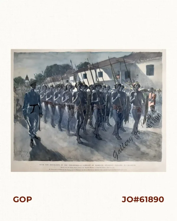 With the Insurgents in the Philippines… A Company of Igorrote Spearmen Drilling in Caloocan