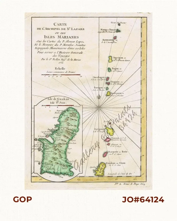 Carte de l'Archipel de St. Lazare ou Les Isles Marianes. [inset:] Isle de Guahan ou St. Jean. [Map of the St. Lazarus or Marianas Islands] [Island of Guam or St. John]