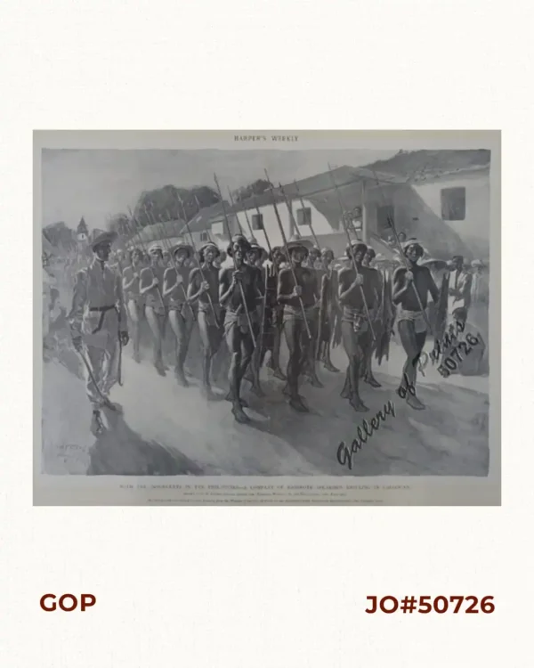With the Insurgents in the Philippines… A Company of Igorrote Spearmen Drilling in Caloocan