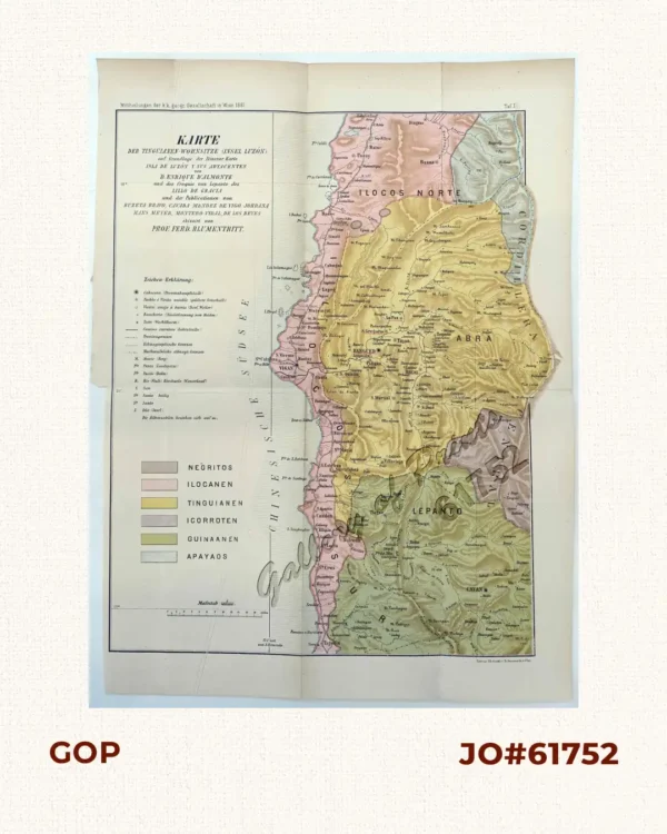 Karte der Tinguianen - Wohnsitze (Insel Luzòn)... …Buzeta-Bravo, Cavada-Mendez de Vigo, Jordana, Hans Meyer, Montero-Vidal, de los Reyes skizzirt von Prof. Ferd. Blumentritt