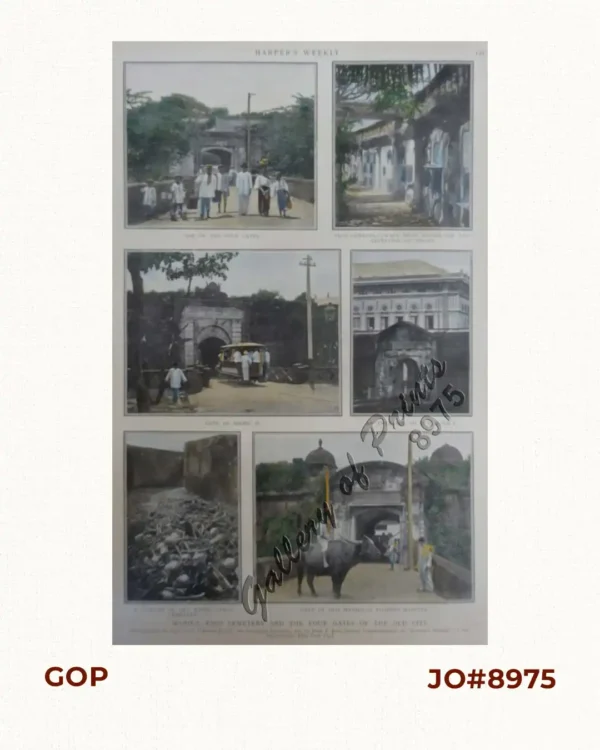 Manila - Paco Cemetery and the Four Gates of the Old City 1. One of the Four Gates 2. Paco Cemetery - Wall with Niches for the Reception of Bodies 3. Gate of Isabel II 4. An Entrance to Old Manila 5. A "valley of dry bones" - Paco Cemetery 6. Gate of Old Manila - A Filipino Mazeppa