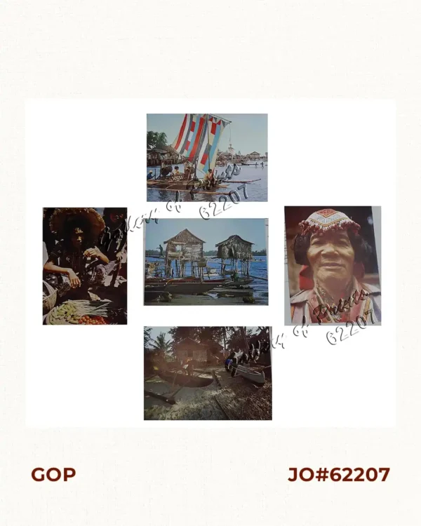 Philippinen - Exotische Inselwelt La vie exotique des îles Philippines La vita exotica dell'isola Filipina [Philippines - Exotic Island World] 1) [Vinta] 2) [Woman Native Vendor] 3) [Native Stilt Houses Over the Water] 4) [Bagobo Male] 5) [Native Boats]