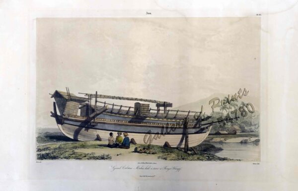 Java: Grand Caboteur Malais hale a terre a Banjoe-Wangy    [Large Coaster, Beahed at Banyuwangi (Bali Strait)]