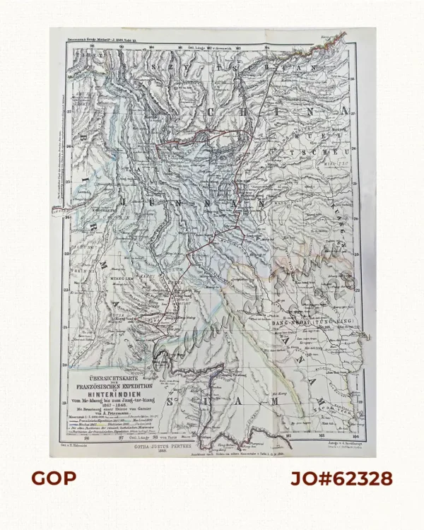 Übersichtskarte der Franzosischen Expedition in Hinterindien vom Me-khong bis zum Jang-tse-kiang 1867-1868. Mit Benutzung einer Skizze von Garnier … [Map of the French Expedition …based on …Garnier]
