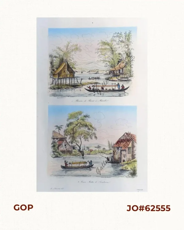 1. Riviere de Passit a Manille [Pasig River in Manila].  2. Casa Matta de Pandacon [Nipa House at Pandacan].