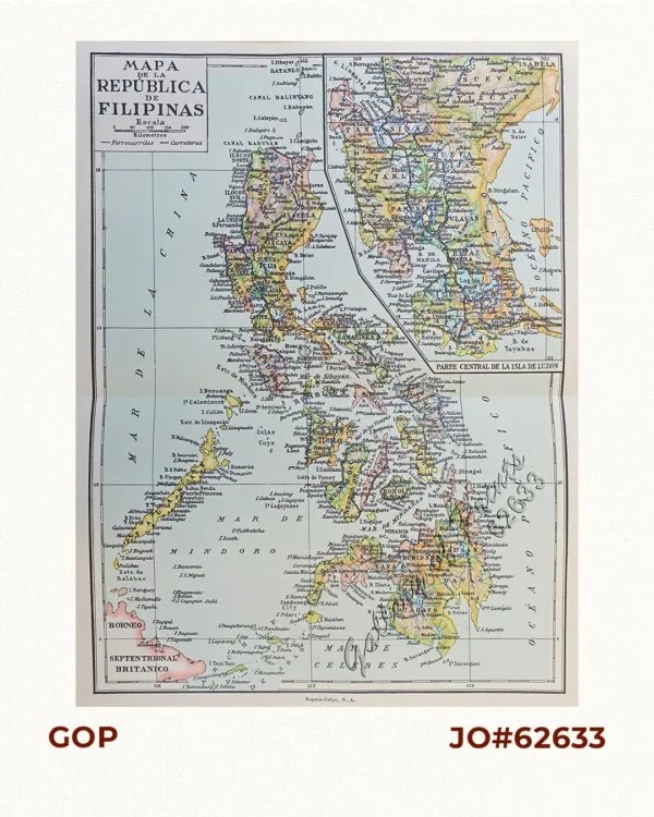 Mapa de la Republica de Filipinas. inset: Parte Central de la Isla de Luzon