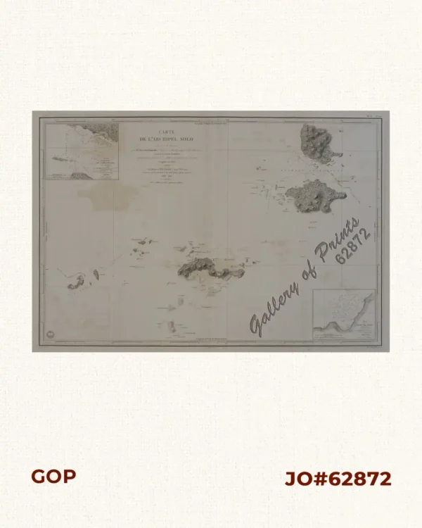 Carte de L'Archipel Solo [Map of Sulu Archipelago] Levée et dressée par Mr. Vincendon-Dumoulin, Ingenieur Hydrographe de la Marine, à bord de la Corvette l'Astrolabe, …. [insets: 1.] Plan du Mouillage de Samboangang (Ile Mindanao). [2.] Plan de la Rade de Soog (Ile Solo)