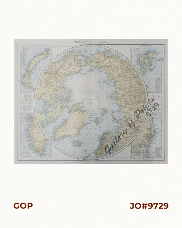 Karte der Nordpolarregion  [Map of the Northern Polar Region]  insets: Nowaja Semlja; Spitzbergen und die Bären Insel; Süd-West Grönland; Küste von Ost-Grönland….