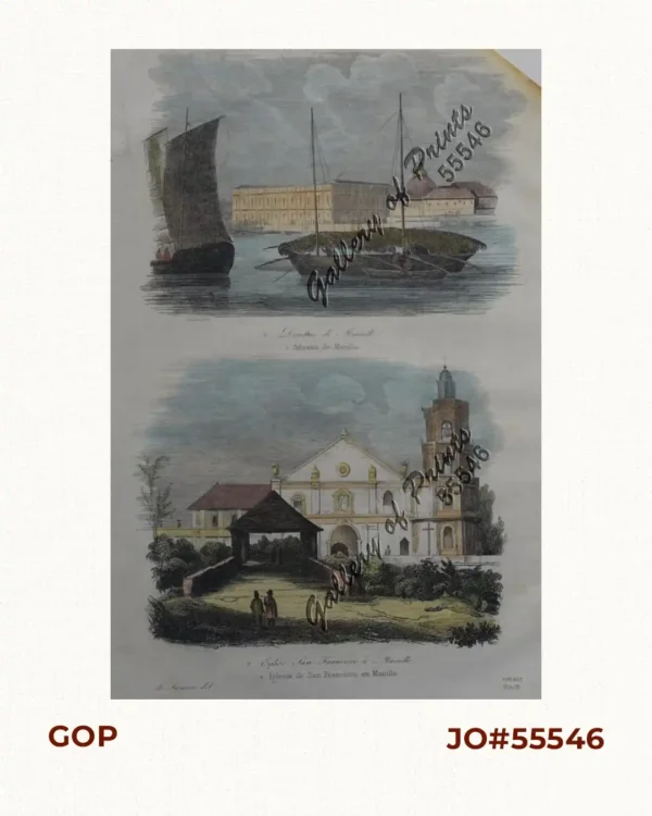 1. Douane de Manille - Aduana de Manila [customs house]; 2. Eglise San Francisco a Manille - Iglesia de .. [Church …]