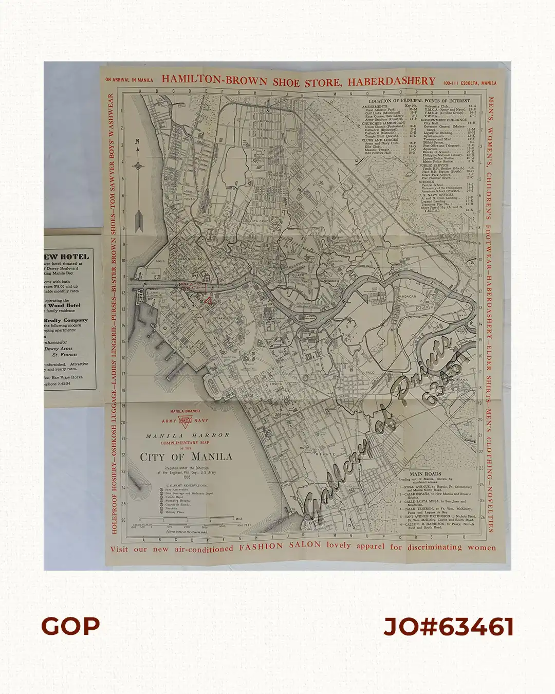 Manila Harbor Complimentary Map of the City of Manila.