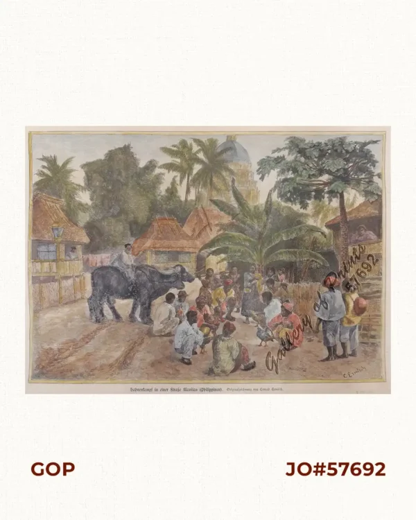 Hahnenkampf in einer Strasse Manilas (Philippinen) [Cockfight in Manila Street]