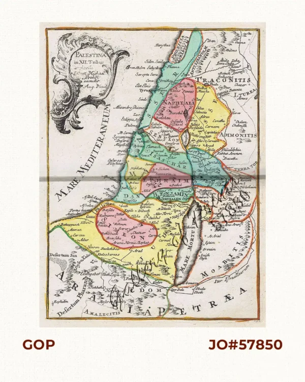 Palestina in XII. Tribus divisa Iohann Michael Probst excudit Aug. Vind