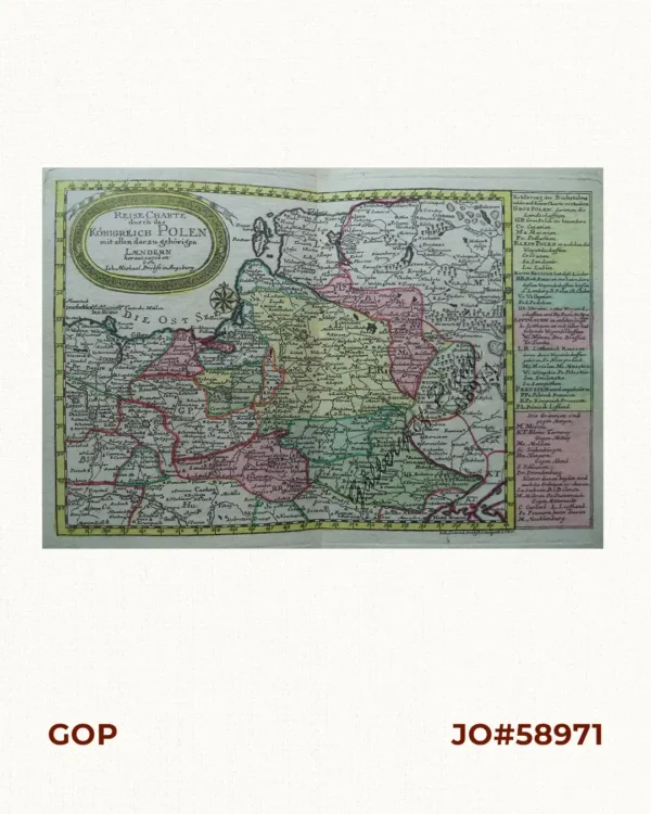 Reise Charte durch das Königreich Polen mit allen darzu gehörigen Laendern herausgegeben von Ioh.  Michael, Probst in Augsburg