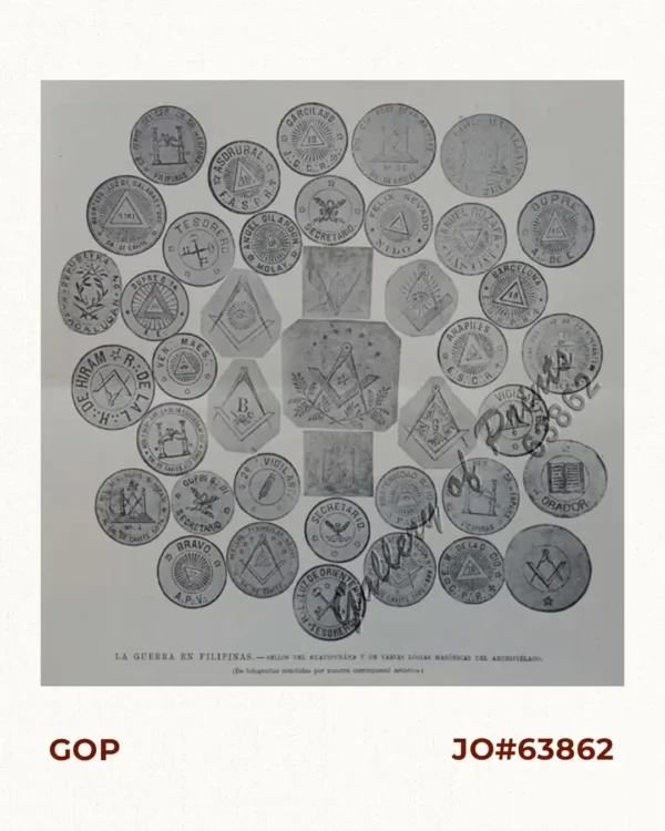 La Guerra en Filipinas. - Sellos del "Katipunán" y de varias logias Masónicas del Archipiélago. [The War in the Philippines. - Seals of the "Katipunan" and of several Masonic lodges of the Archipelago.]