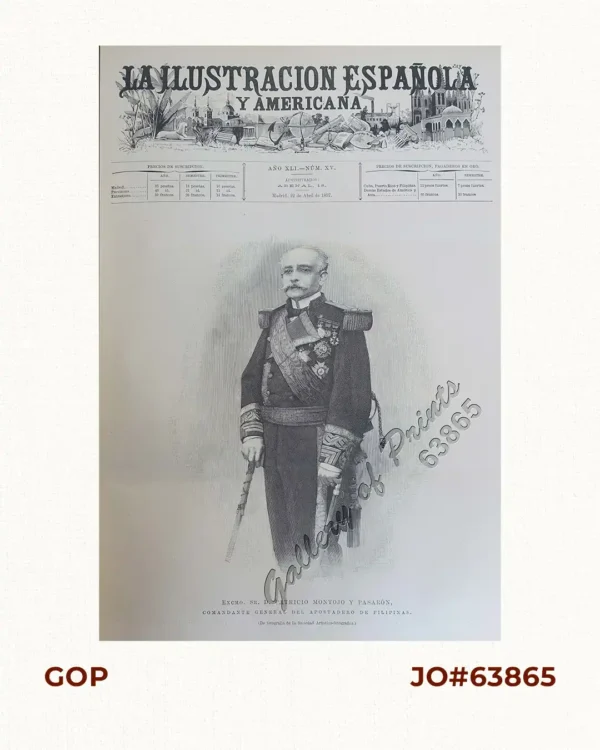 Excmo. Sr. D. Patricio Montojo y Pasarón, Comandante General del Apostadero de Filipinas.