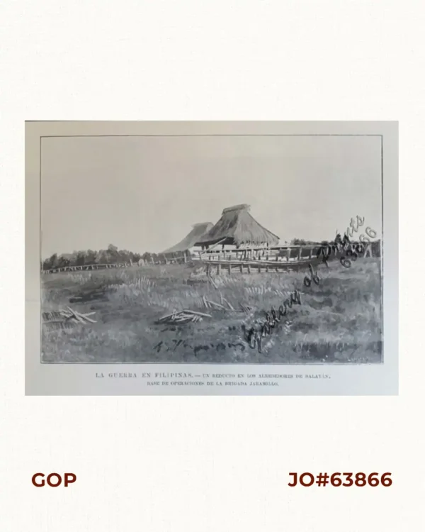 La Guerra en Filipinas. - Un Reducto en los Alrededores de Balayán, Base de Operaciones de la Brigada Jaramillo. [The War in the Philippines. - "A Redoubt in the Surroundings of Balayán, Base of Operations of the Brigade Jaramillo." of Balayán, Base of Operations of the Jaramillo Brigade.]