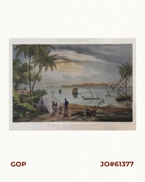 Entrée de la baie de Manille, (Iles Philippines) Entrevue nocturne de l'Auteur avec les petits  noirs des Montagnes. [Entrance of Manila Bay (Philippine Islands)  Nocturnal Meeting of the Author With the  Native Mountain People]