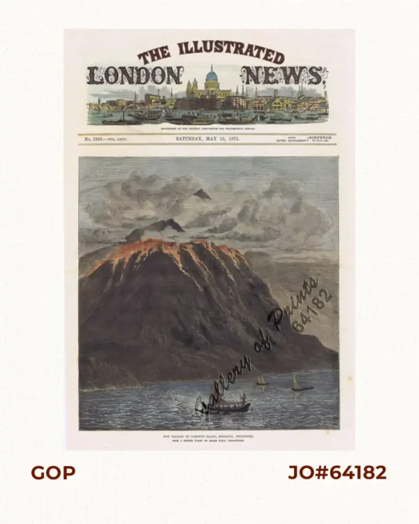New Volcano on Camiguin Island, Mindanao, Philippines. From a Sketch Taken on Board H.M.S. Challenger. [frontispiece]