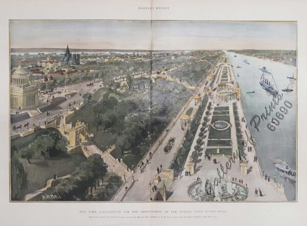 New York- A Suggestion For the Improvement of the Hudson River Water-front presented before the Architectural League by Milton See Drawn by HM. Pettit from the architect’s plans – [see Page 241]